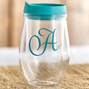 NWT 12-Oz. Double-Wall Monogram “A” Wine Tumblers